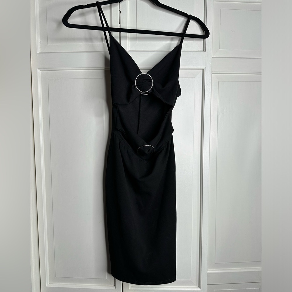 Blue Blush black stomach cut out size medium metal buckles